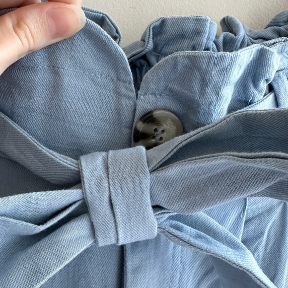 Good Luck Gem Paperbag High Waist Belted Shorts, Dusty Blue, Size Medium - Picture 7 of 16